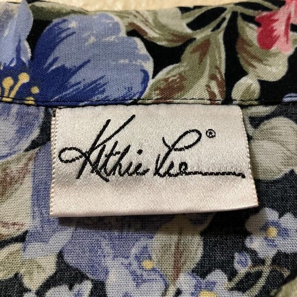 Vintage Kathie Lee Women's Floral Pattern Short Sleeve Button Up Shirt Size M/L - Picture 3 of 4